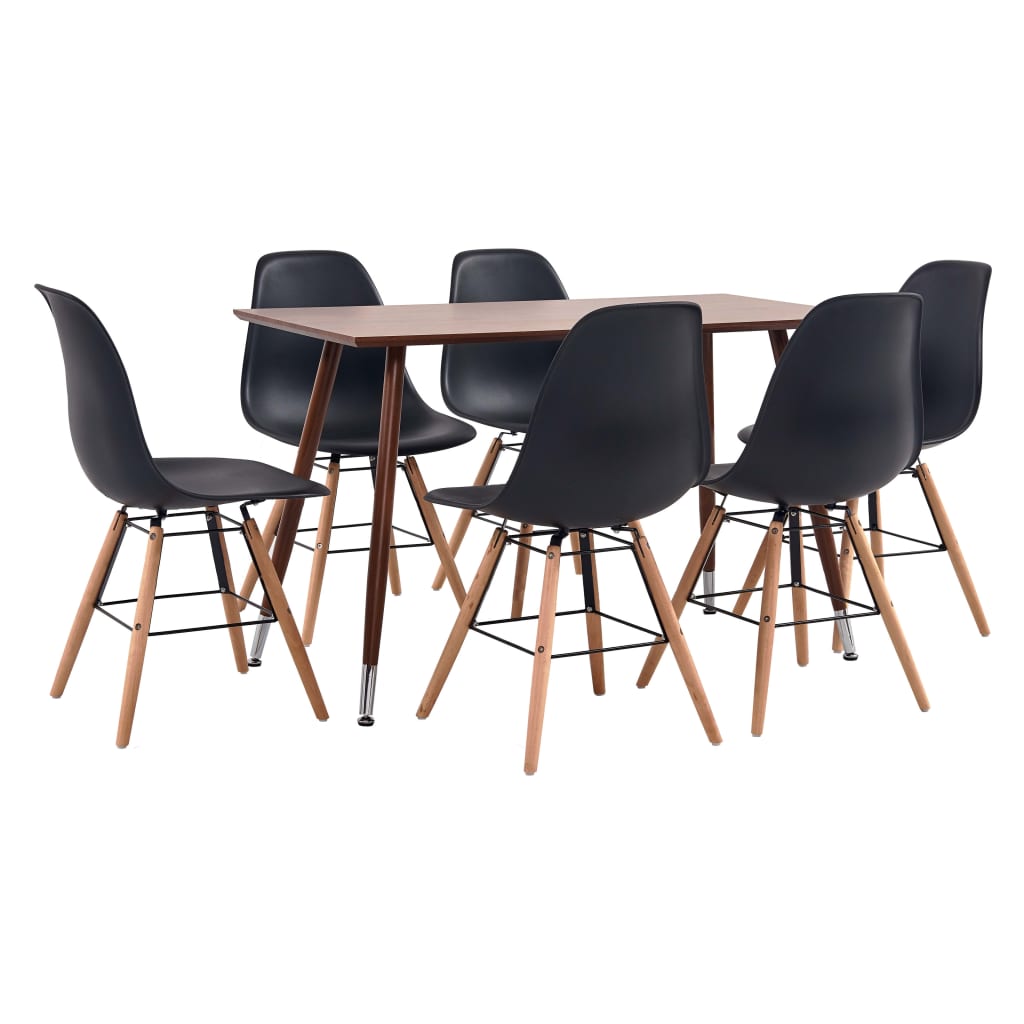 Berkfield 7 Piece Dining Set Plastic Black
