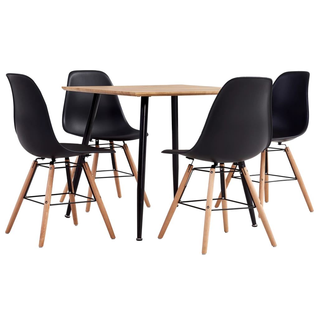 Berkfield 5 Piece Dining Set Plastic Black