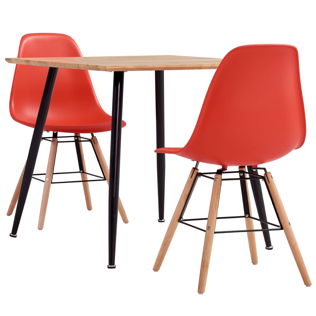 Berkfield 3 Piece Dining Set Plastic Red