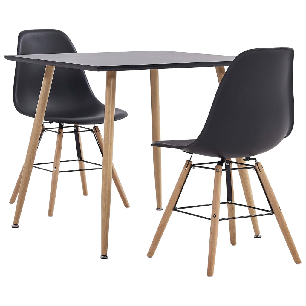 Berkfield 3 Piece Dining Set Plastic Black