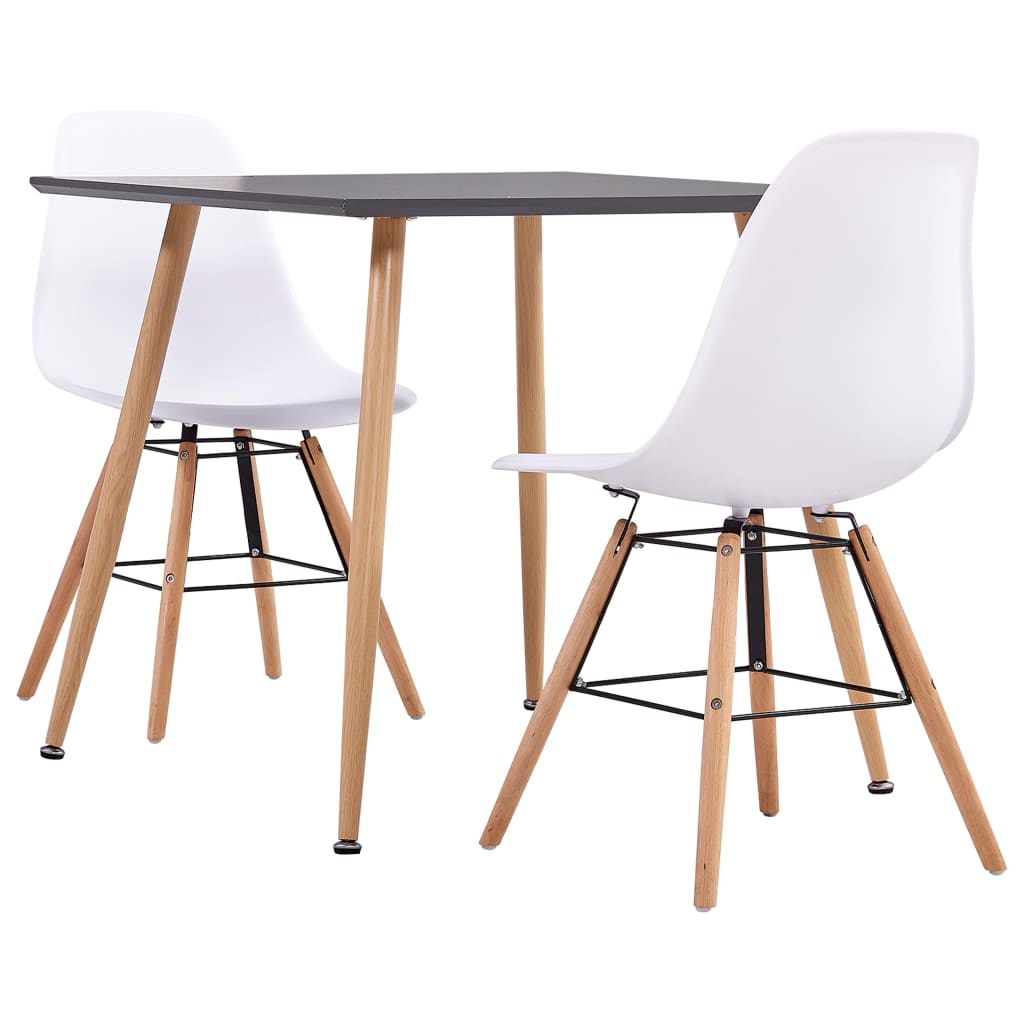 Berkfield 3 Piece Dining Set Plastic White