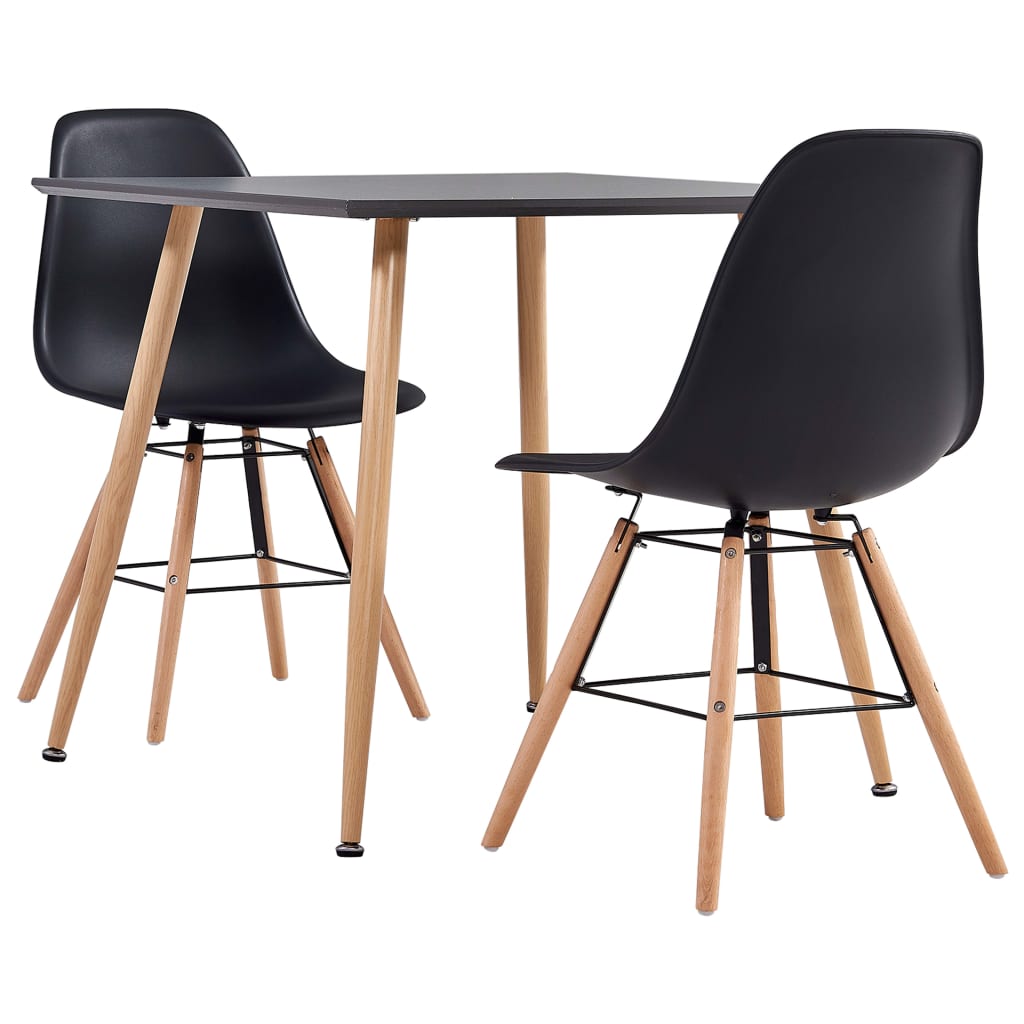 Berkfield 3 Piece Dining Set Plastic Black