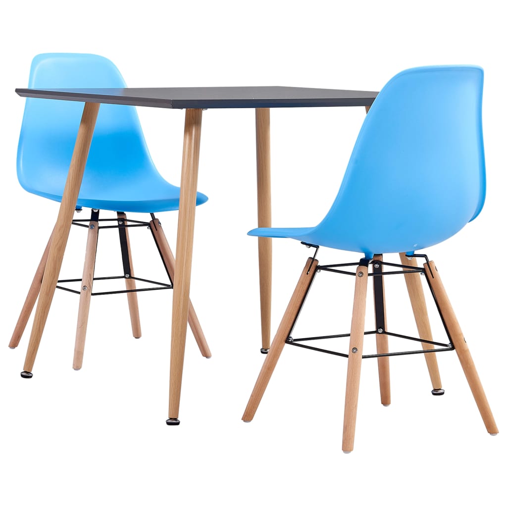 Berkfield 3 Piece Dining Set Plastic Blue