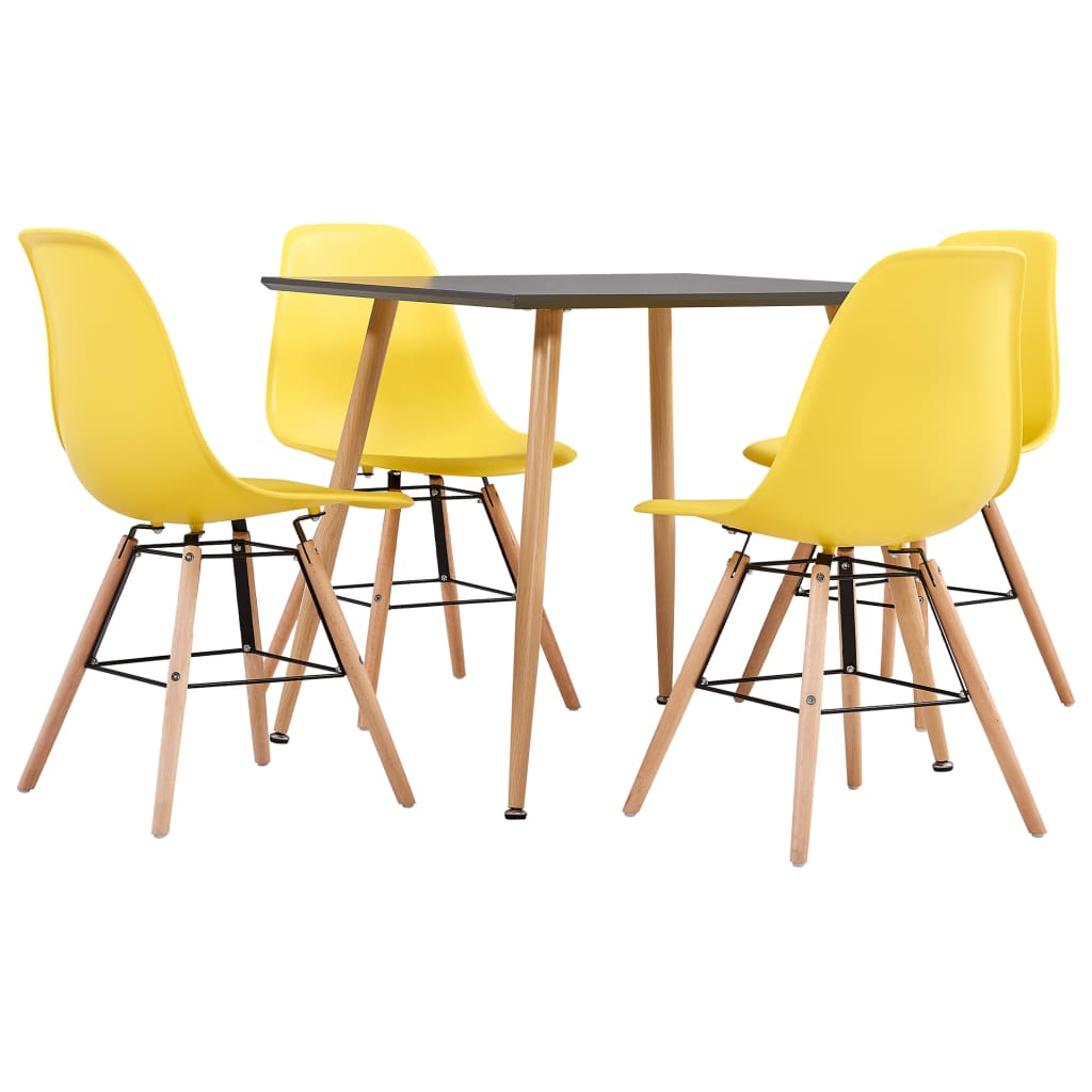 Berkfield 5 Piece Dining Set Plastic Yellow