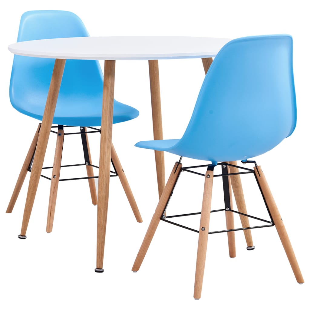 Berkfield 3 Piece Dining Set Plastic Blue