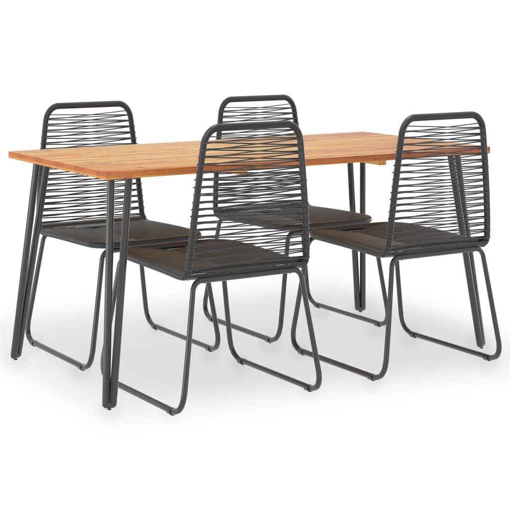 Berkfield 5 Piece Outdoor Dining Set Solid Acacia Wood and Poly Rattan (46666+44442x2)