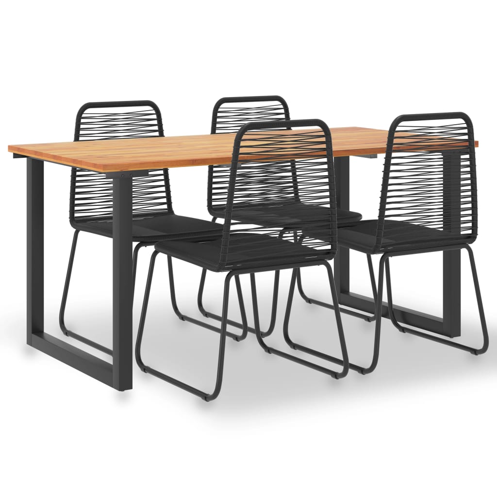 Berkfield 5 Piece Outdoor Dining Set Solid Acacia Wood and Poly Rattan