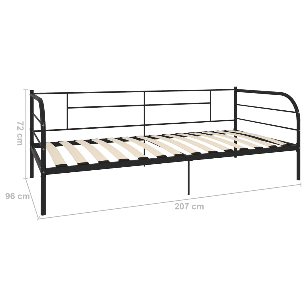 Berkfield Daybed Frame Black Metal 90x200 cm