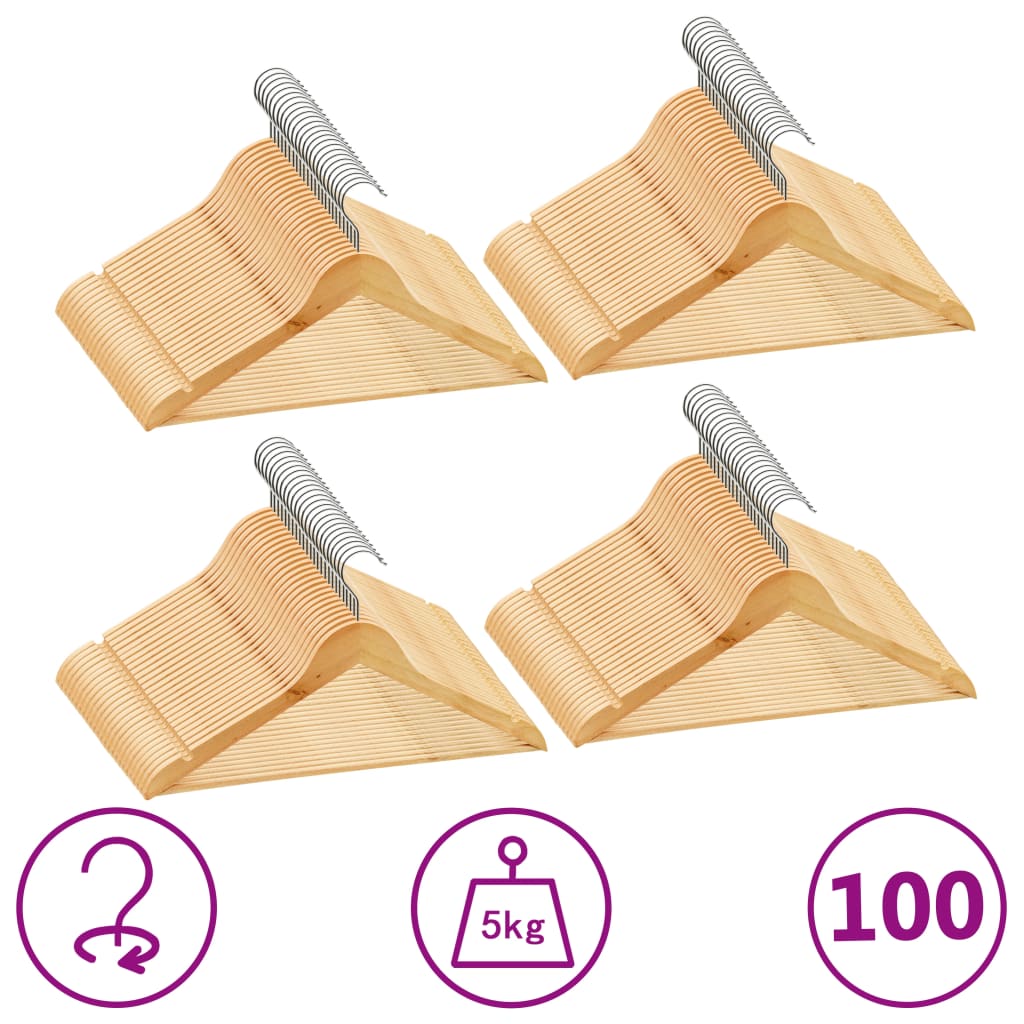 Berkfield 100 pcs Clothes Hanger Set Non-slip Hardwood