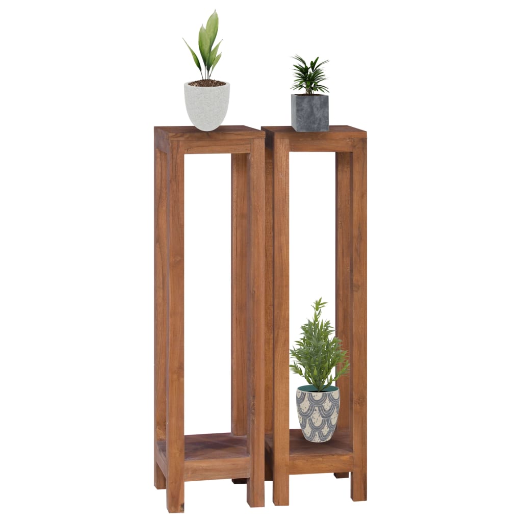 Berkfield Plant Stands 2 pcs 25x25x100 cm Solid Teak Wood