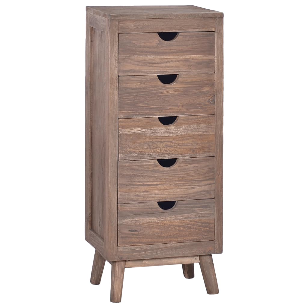 Berkfield Sideboard with 5 Drawers 40x30x100 cm Solid Teak Wood