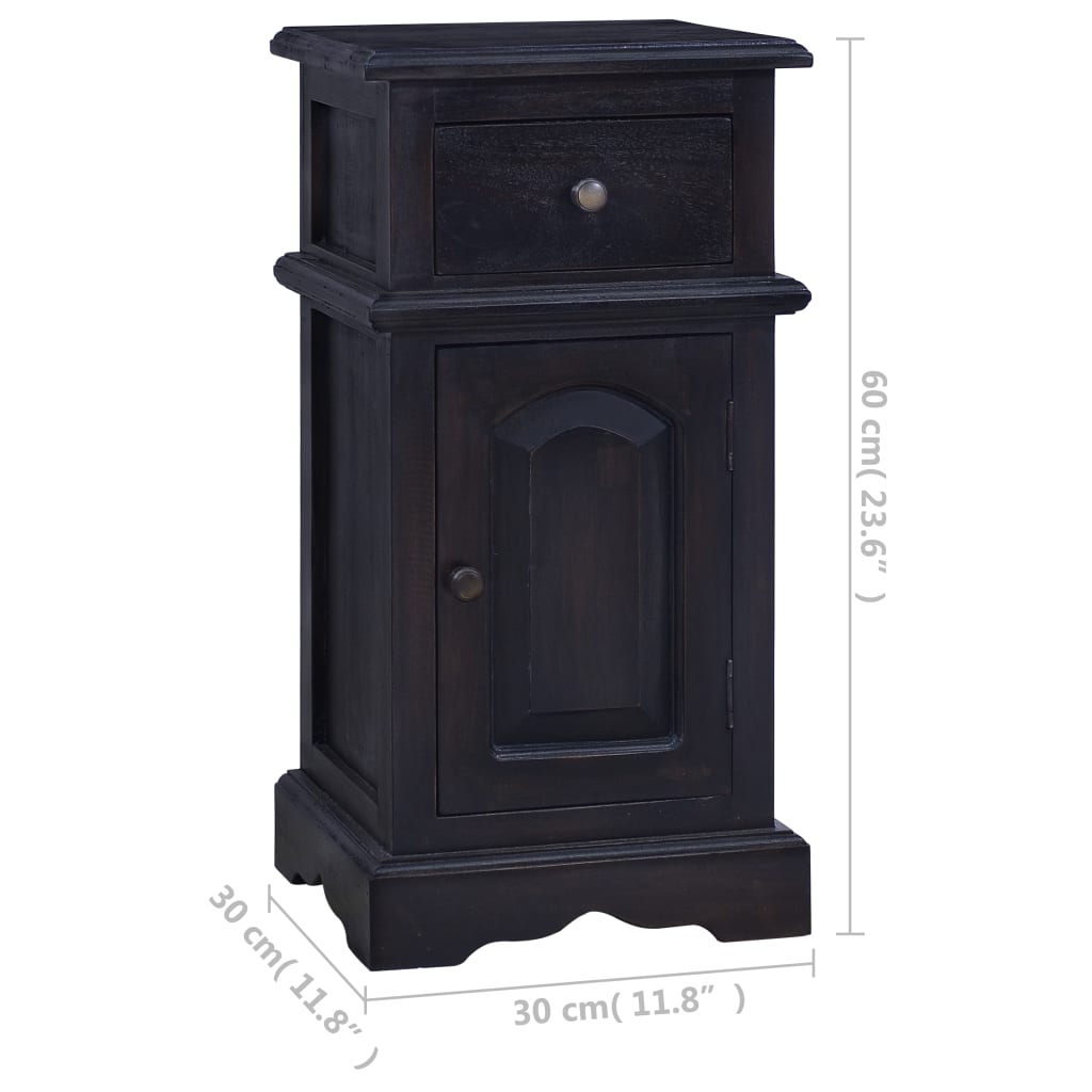 Berkfield Bedside Cabinet Light Black Coffee Solid Mahogany Wood