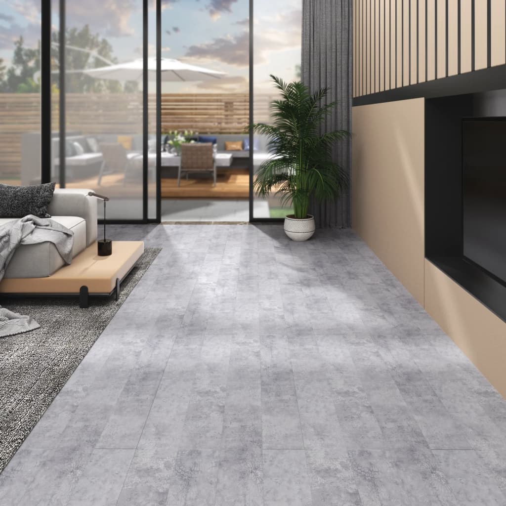Berkfield Non Self-adhesive PVC Flooring Planks 5.26 m�__ 2 mm Cement Grey