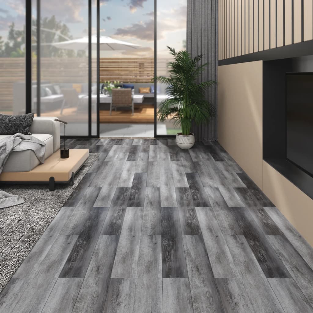 Berkfield Non Self-adhesive PVC Flooring Planks 4.46 m�__ 3 mm Shiny Grey