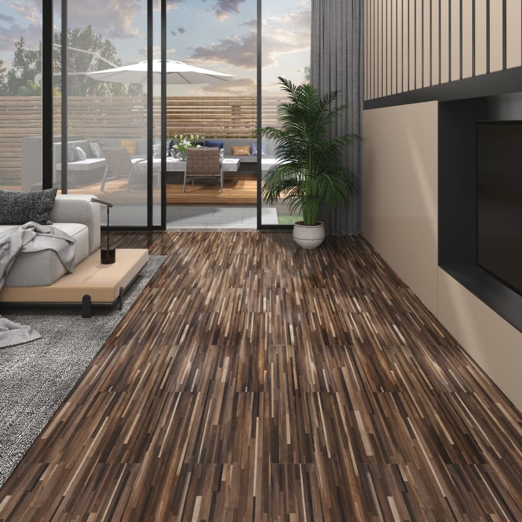 Berkfield Non Self-adhesive PVC Flooring Planks 5.26 må_ 2 mm Striped Brown
