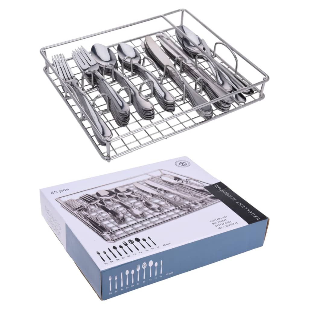 Excellent Houseware 45 Piece Cutlery Set Stainless Steel
