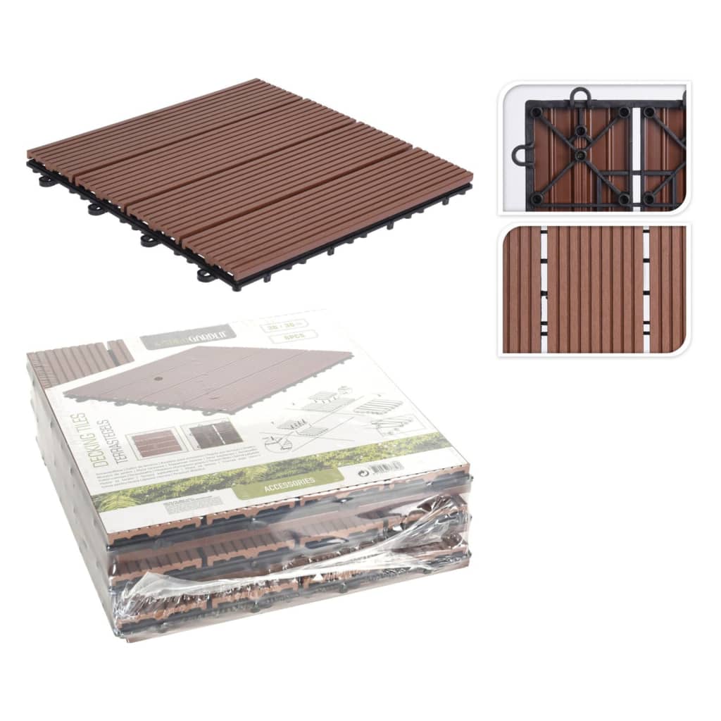 ProGarden Terrace and Decking Tiles Set 6 pcs Brown