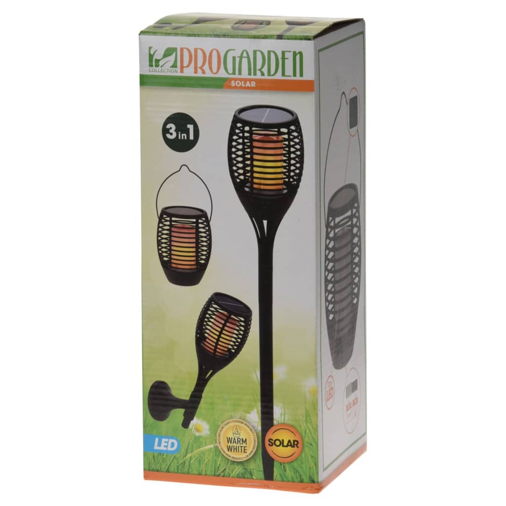 ProGarden 3-in-1 LED Solar Torch Garden Light Black