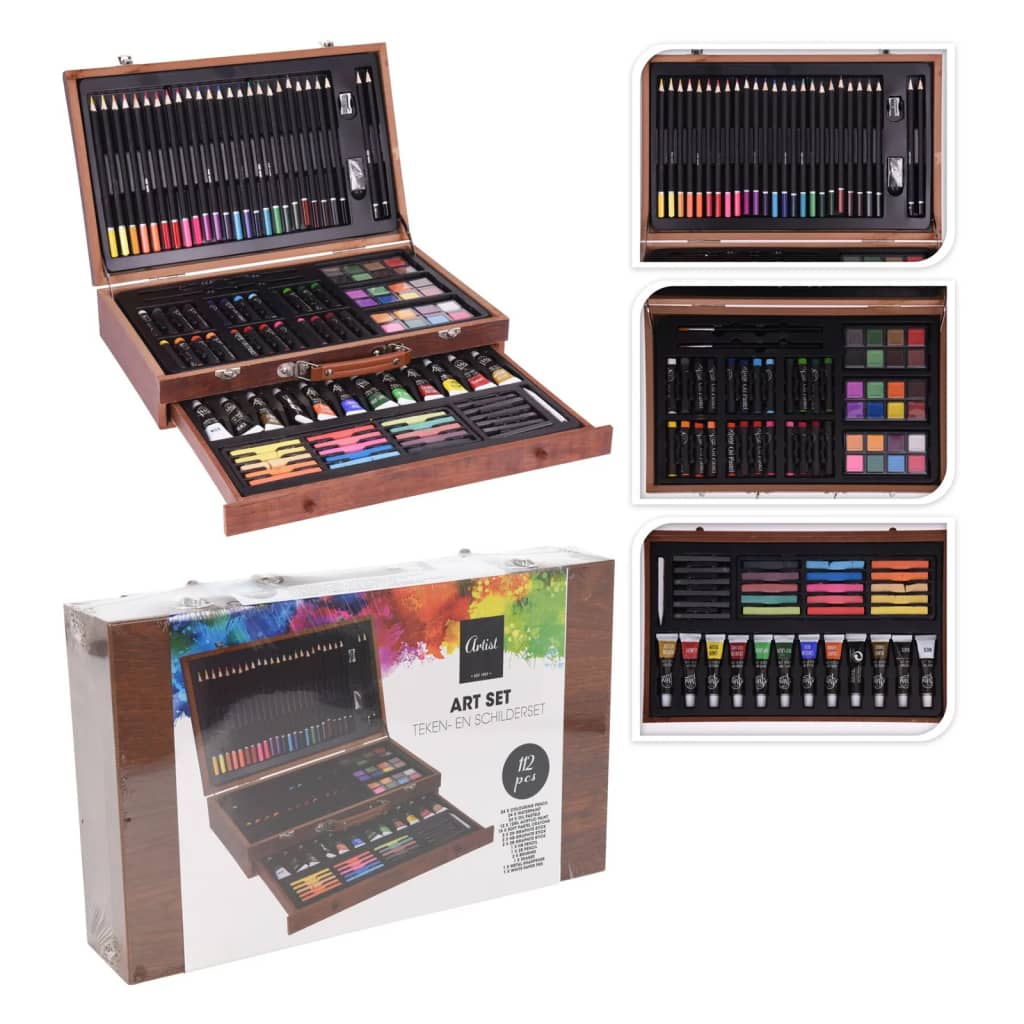 Artist 112-Piece Painting Art Set in Wooden Box