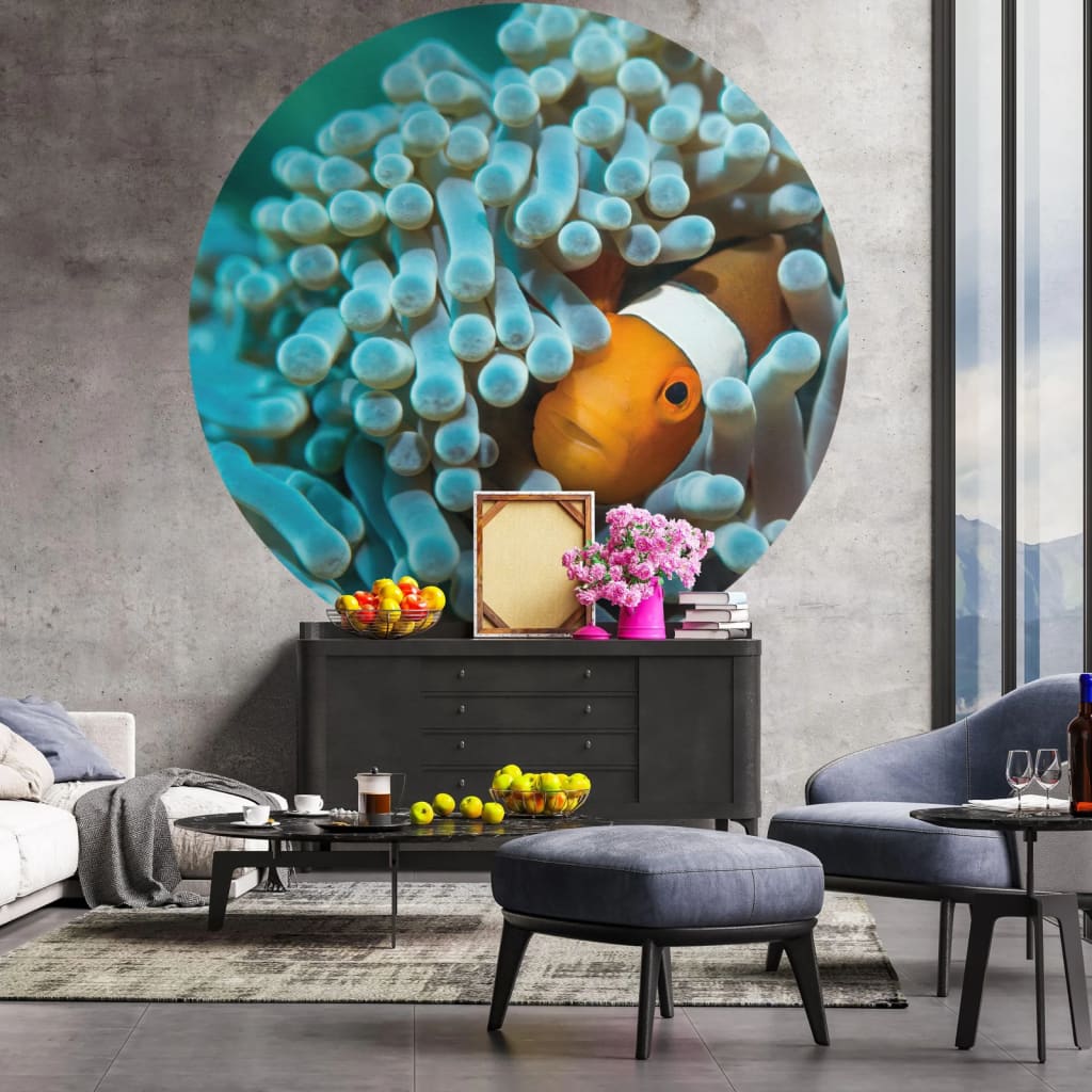 WallArt Wallpaper Circle Nemo the Anemonefish 142.5 cm