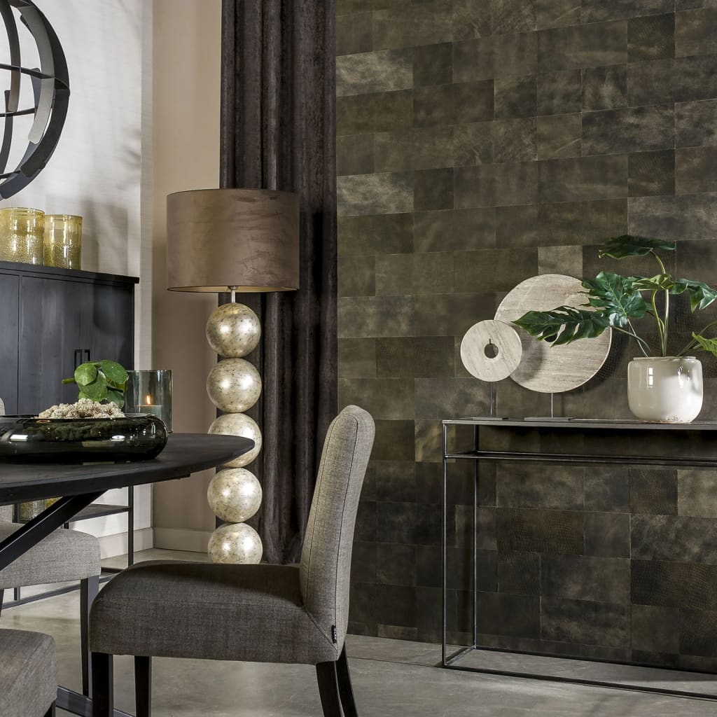 WallArt Leather Tiles Bonham Two Tone Black 32 pcs