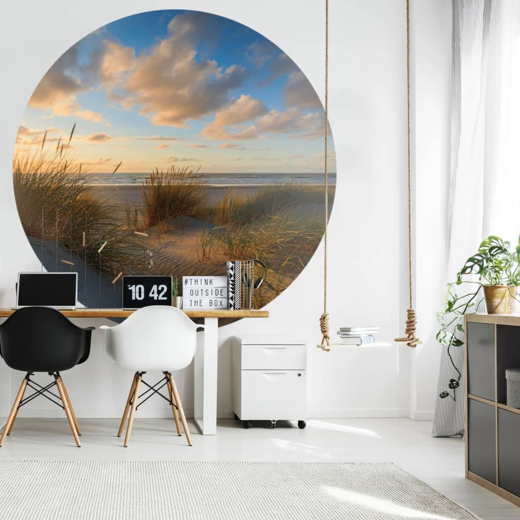WallArt Wallpaper Circle Beachlife 142.5 cm