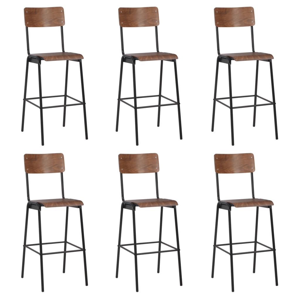 Berkfield Bar Chairs 6 pcs Solid Plywood Steel