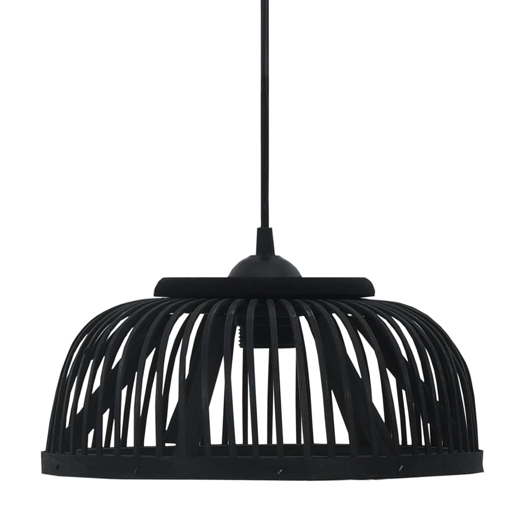Berkfield Pendant Lamp Black Bamboo 40 W 34x14.5 cm Semicircle E27