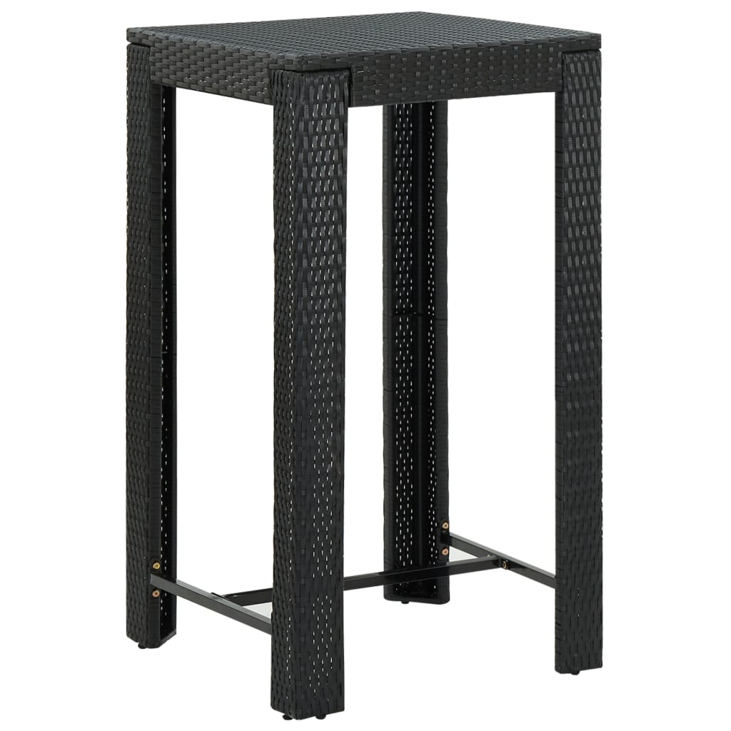 Berkfield Garden Bar Table Black 60.5x60.5x110.5 cm Poly Rattan