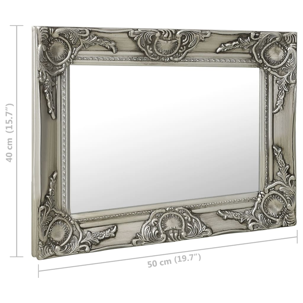 Berkfield Wall Mirror Baroque Style 50x40 cm Silver