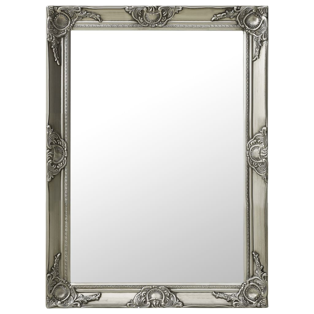 Berkfield Wall Mirror Baroque Style 60x80 cm Silver