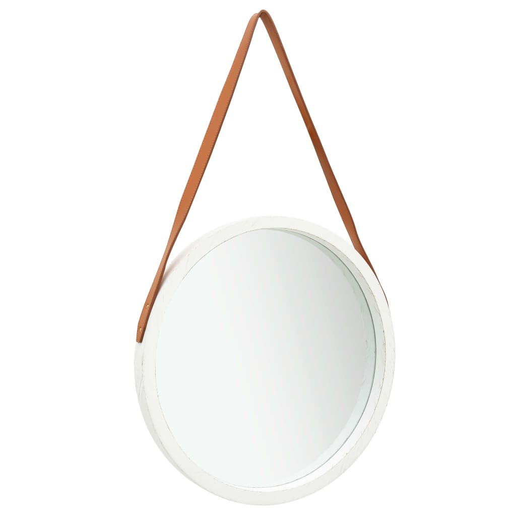 Berkfield Wall Mirror with Strap 50 cm White