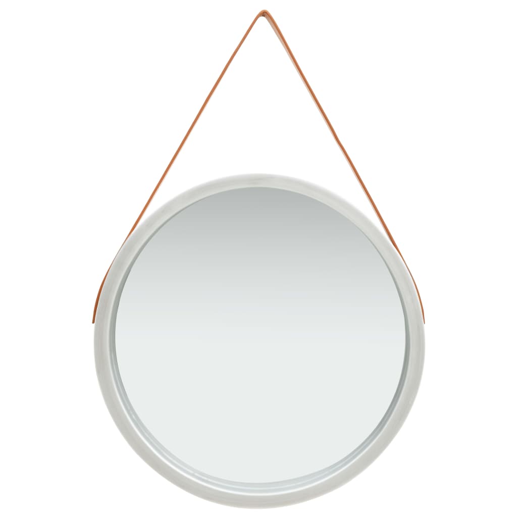 Berkfield Wall Mirror with Strap 60 cm Silver