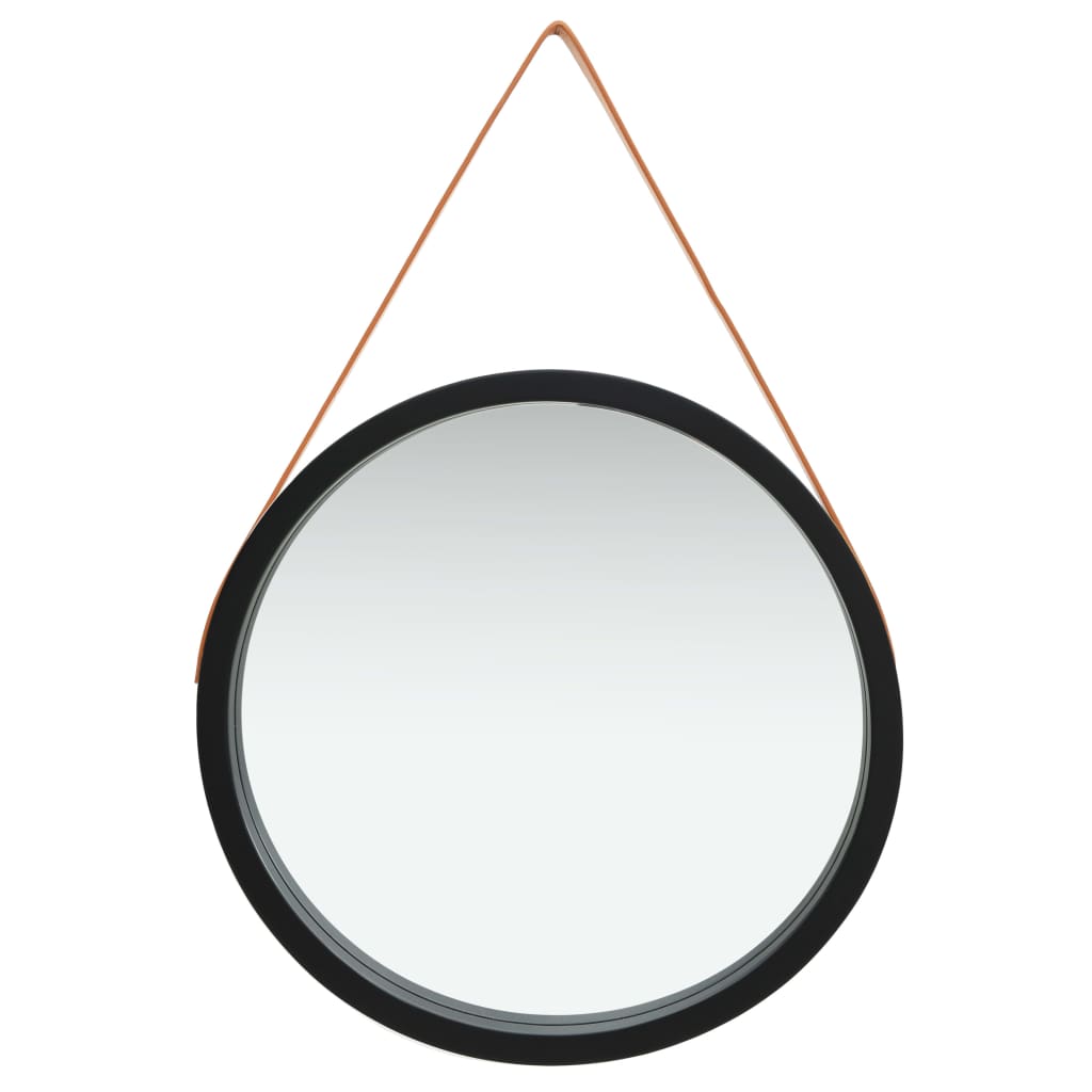Berkfield Wall Mirror with Strap 60 cm Black