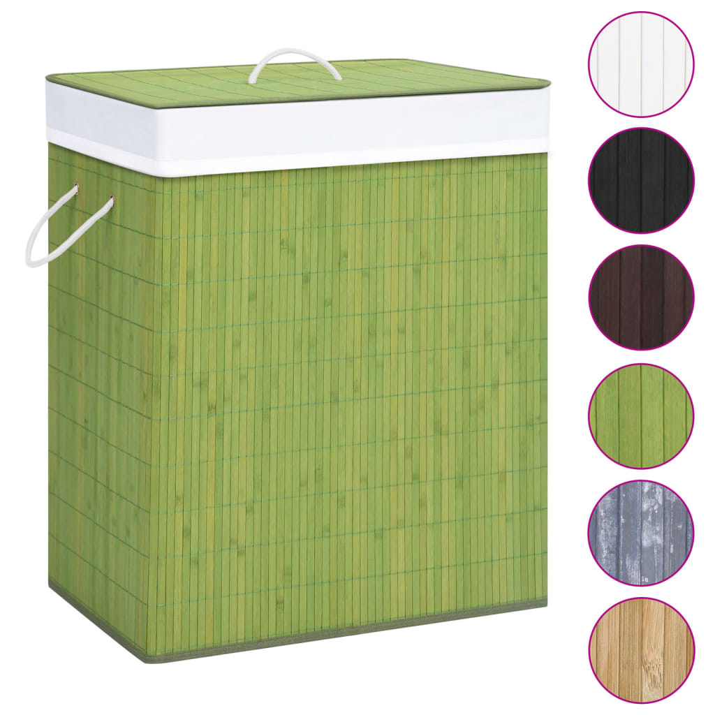 Berkfield Bamboo Laundry Basket Green 83 L