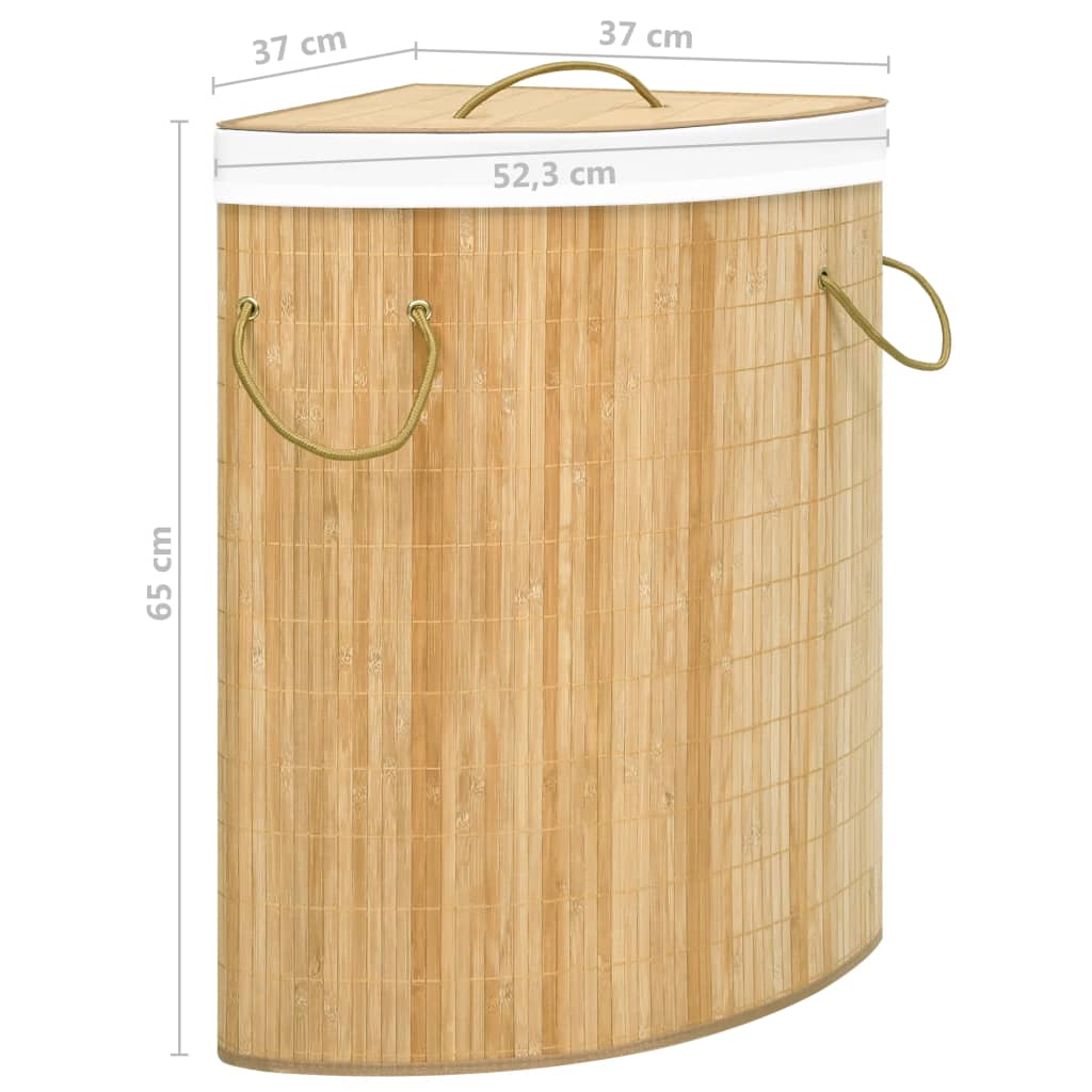 Berkfield Bamboo Corner Laundry Basket 60 L