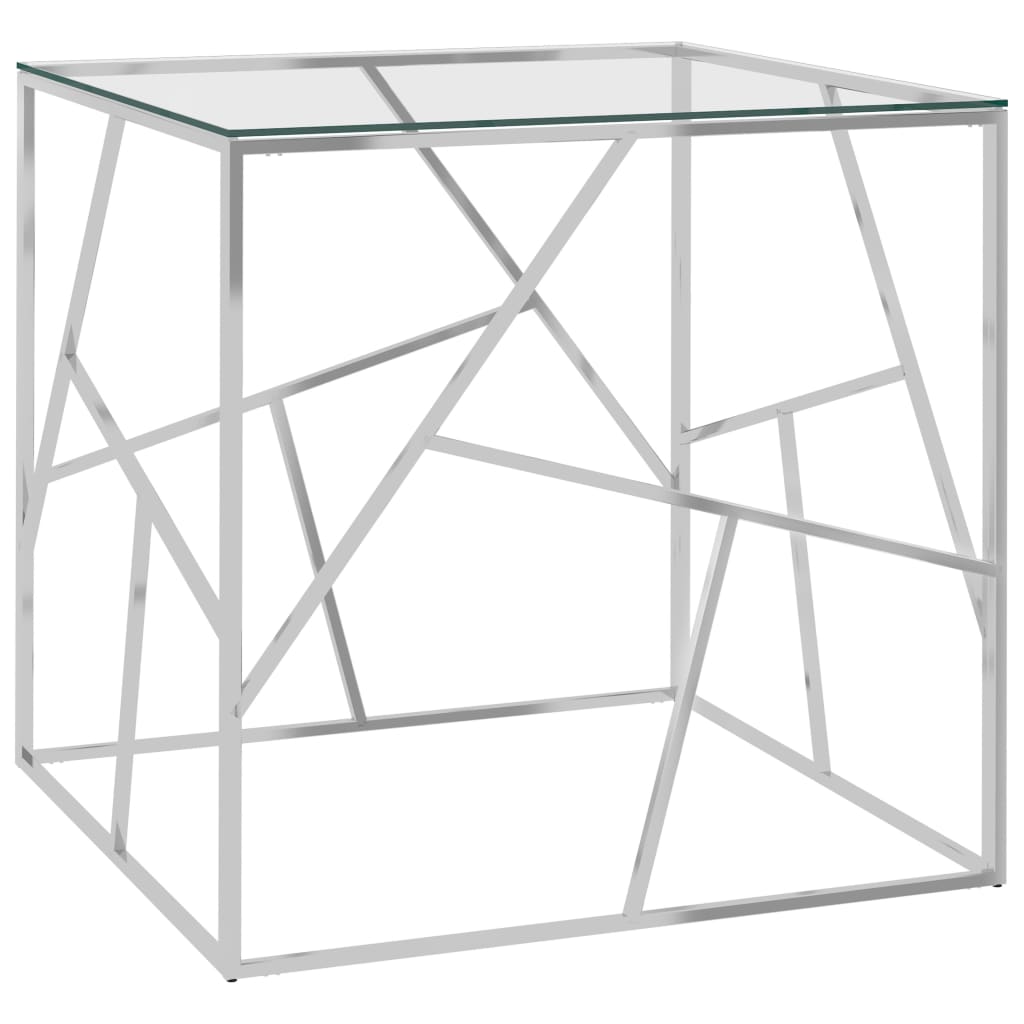 Berkfield Coffee Table Silver 55x55x55 cm Stainless Steel and Glass