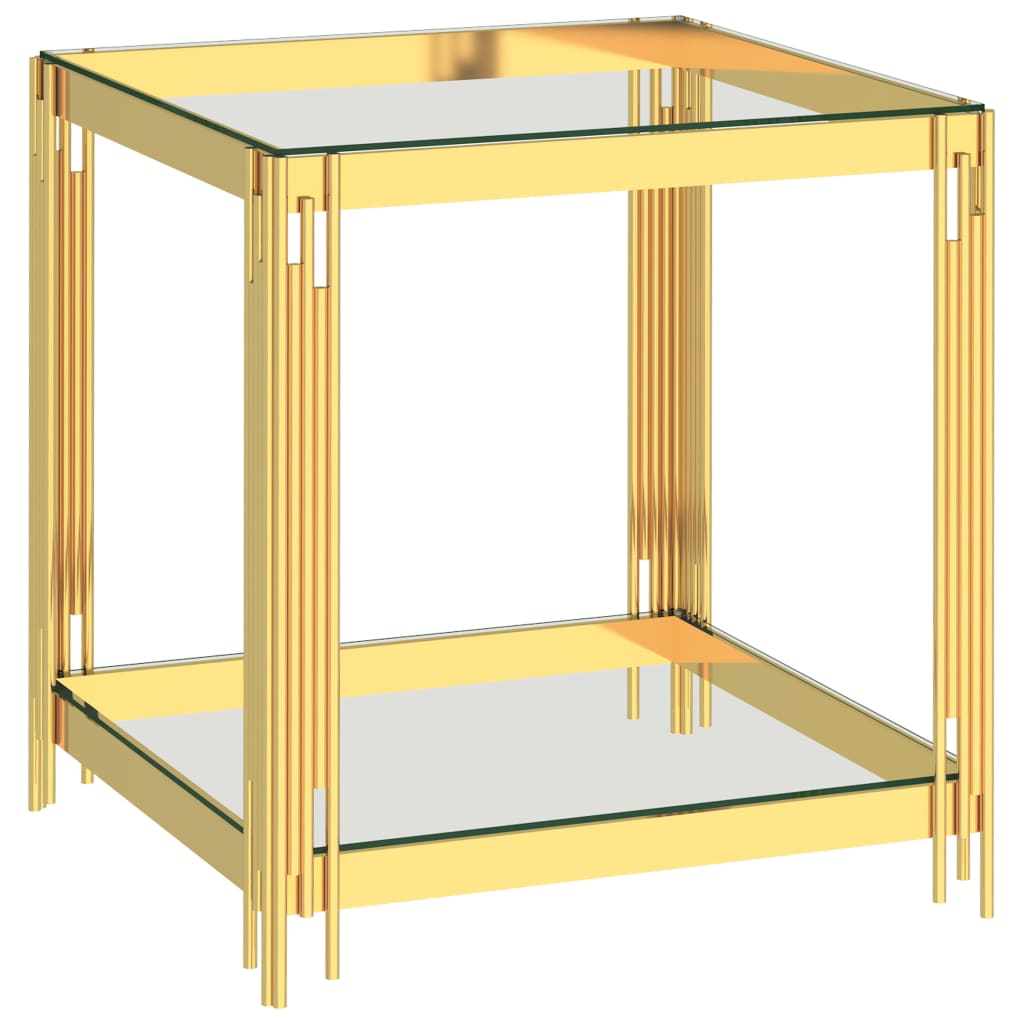 Berkfield Coffee Table Gold 55x55x55 cm Stainless Steel and Glass