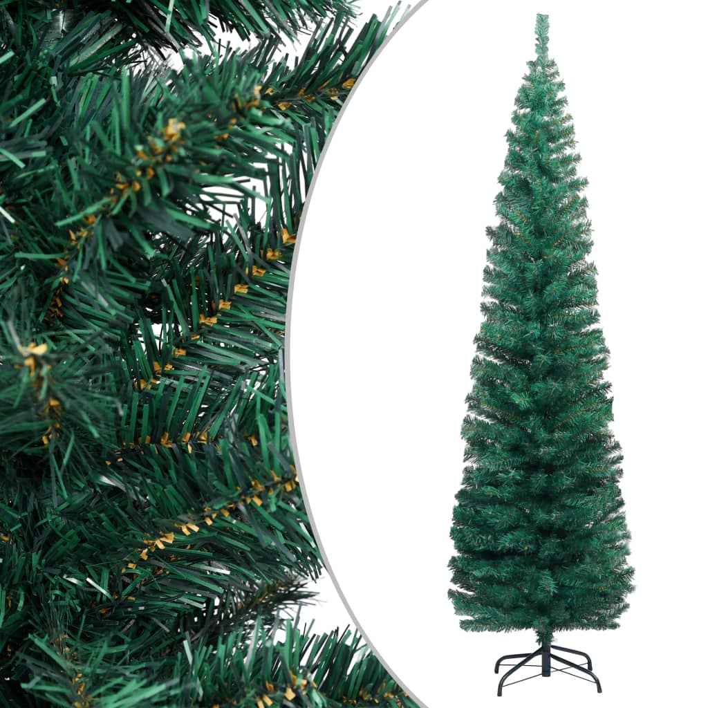 Berkfield Slim Artificial Christmas Tree with Stand Green 240 cm PVC