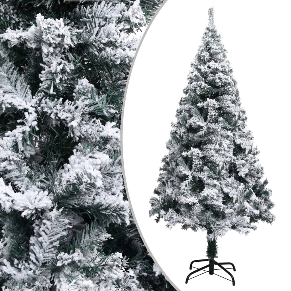 Berkfield Artificial Christmas Tree with Flocked Snow Green 150 cm PVC