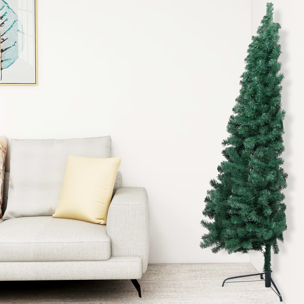 Berkfield Artificial Half Christmas Tree with Stand Green 210 cm PVC