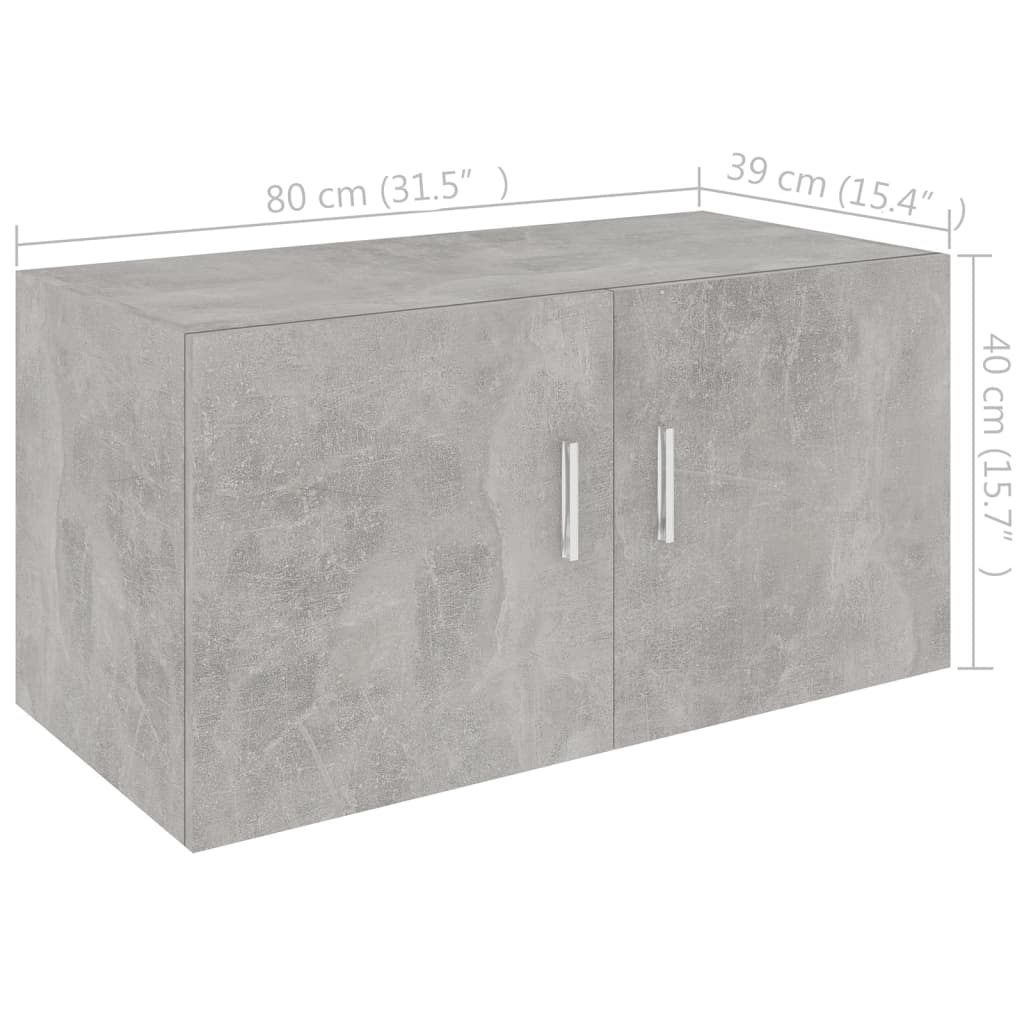 Berkfield Wall Mounted Cabinet Concrete Grey 80x39x40 cm Engineered Wood