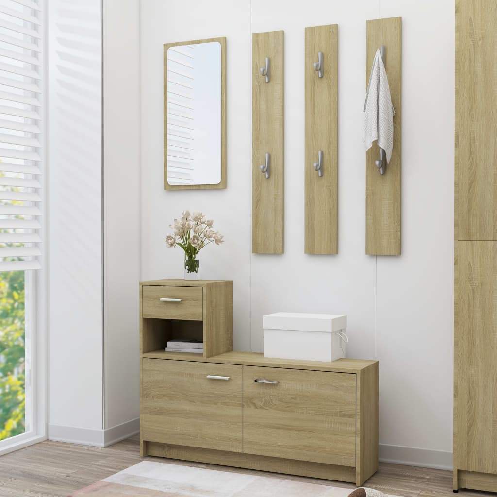 Berkfield Hallway Unit Sonoma Oak 100x25x76.5 cm Engineered Wood