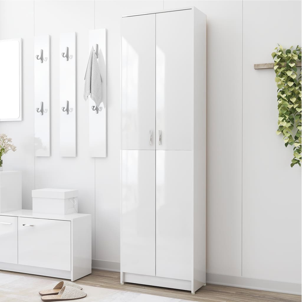 Berkfield Hallway Wardrobe High Gloss White 55x25x189 cm Engineered Wood