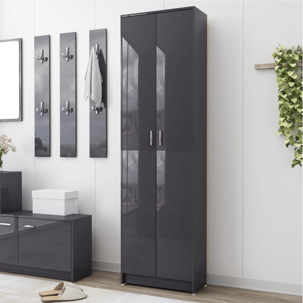 Berkfield Hallway Wardrobe High Gloss Grey 55x25x189 cm Engineered Wood