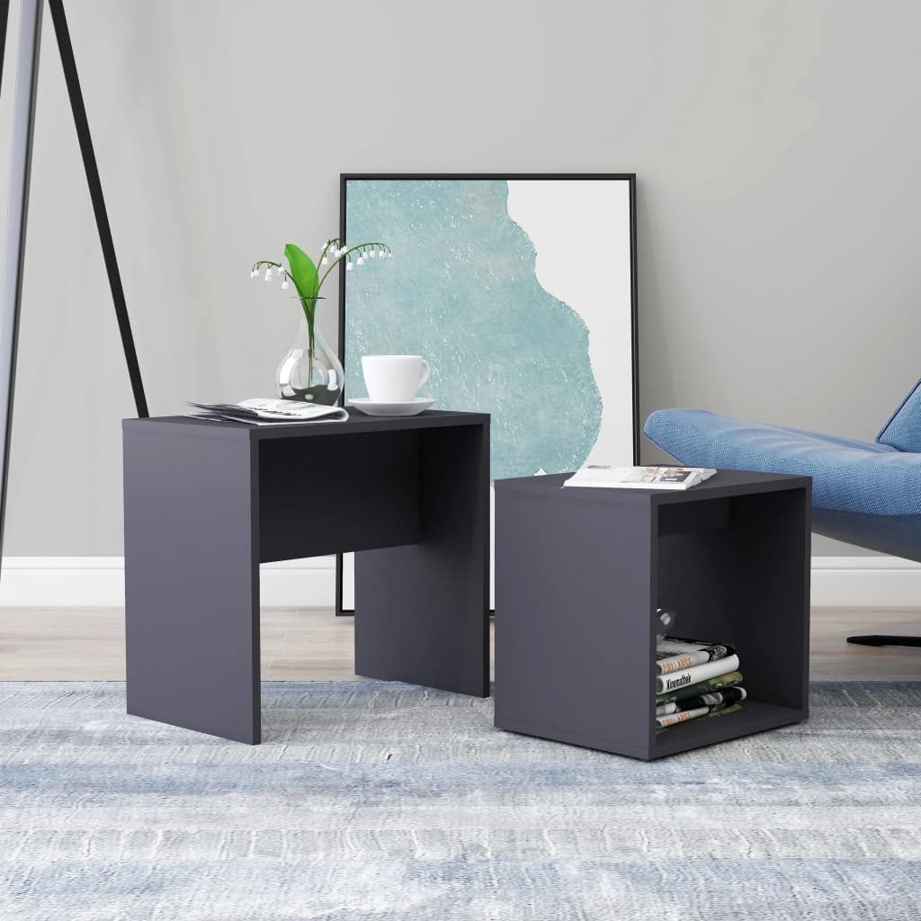 Berkfield Coffee Table Set Grey 48x30x45 cm Engineered Wood