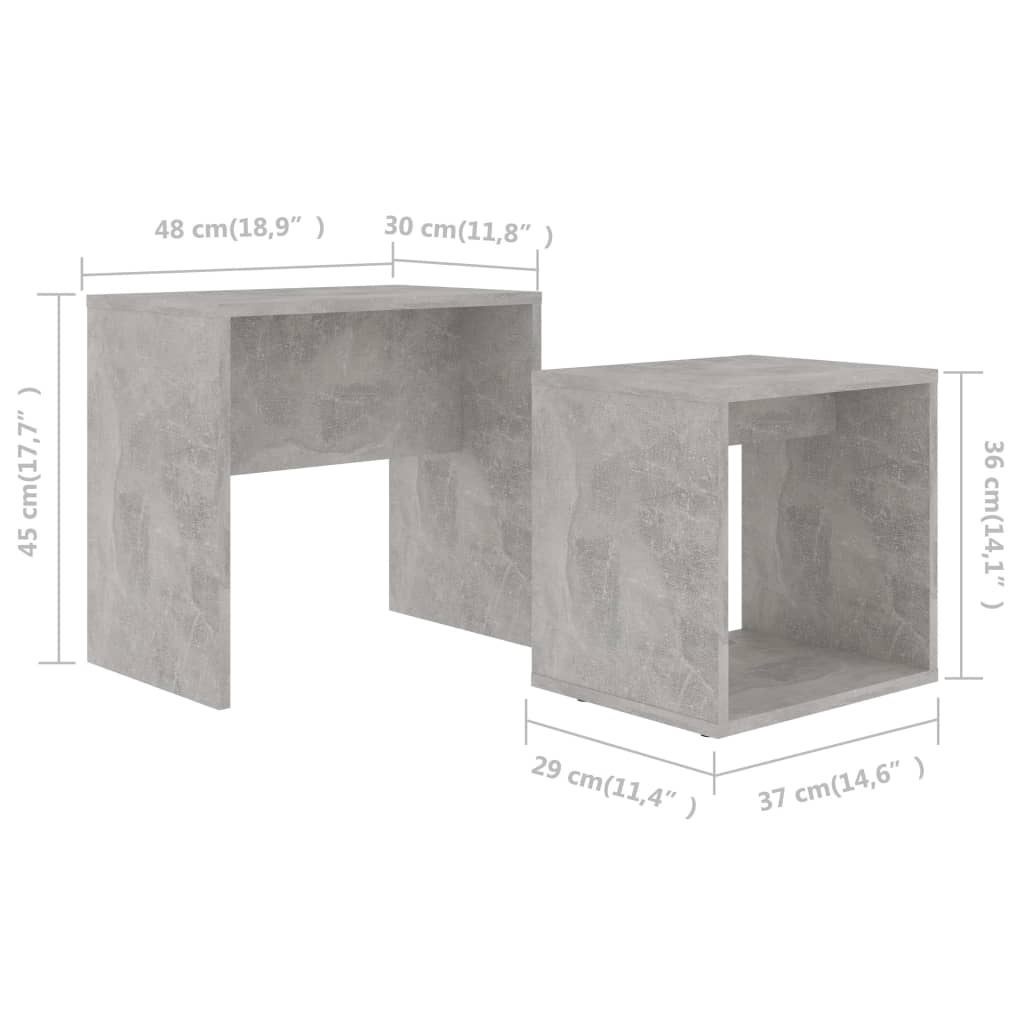 Berkfield Coffee Table Set Concrete Grey 48x30x45 cm Engineered Wood