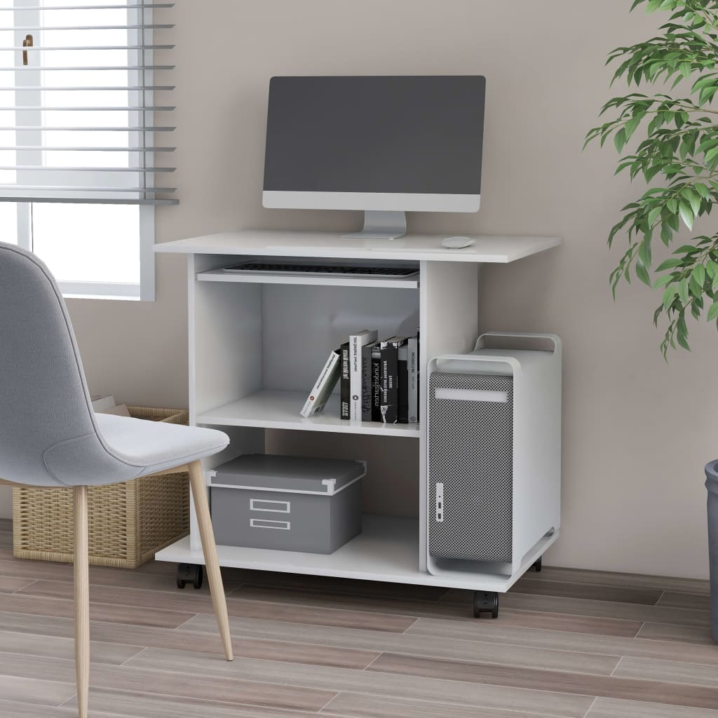 Berkfield Computer Desk High Gloss White 80x50x75 cm Engineered Wood
