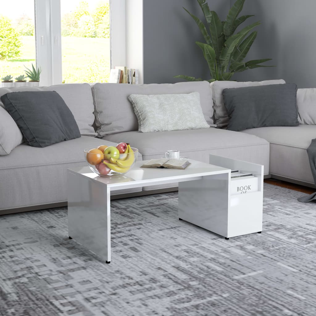 Berkfield Coffee Table High Gloss White 90x45x35 cm Engineered Wood