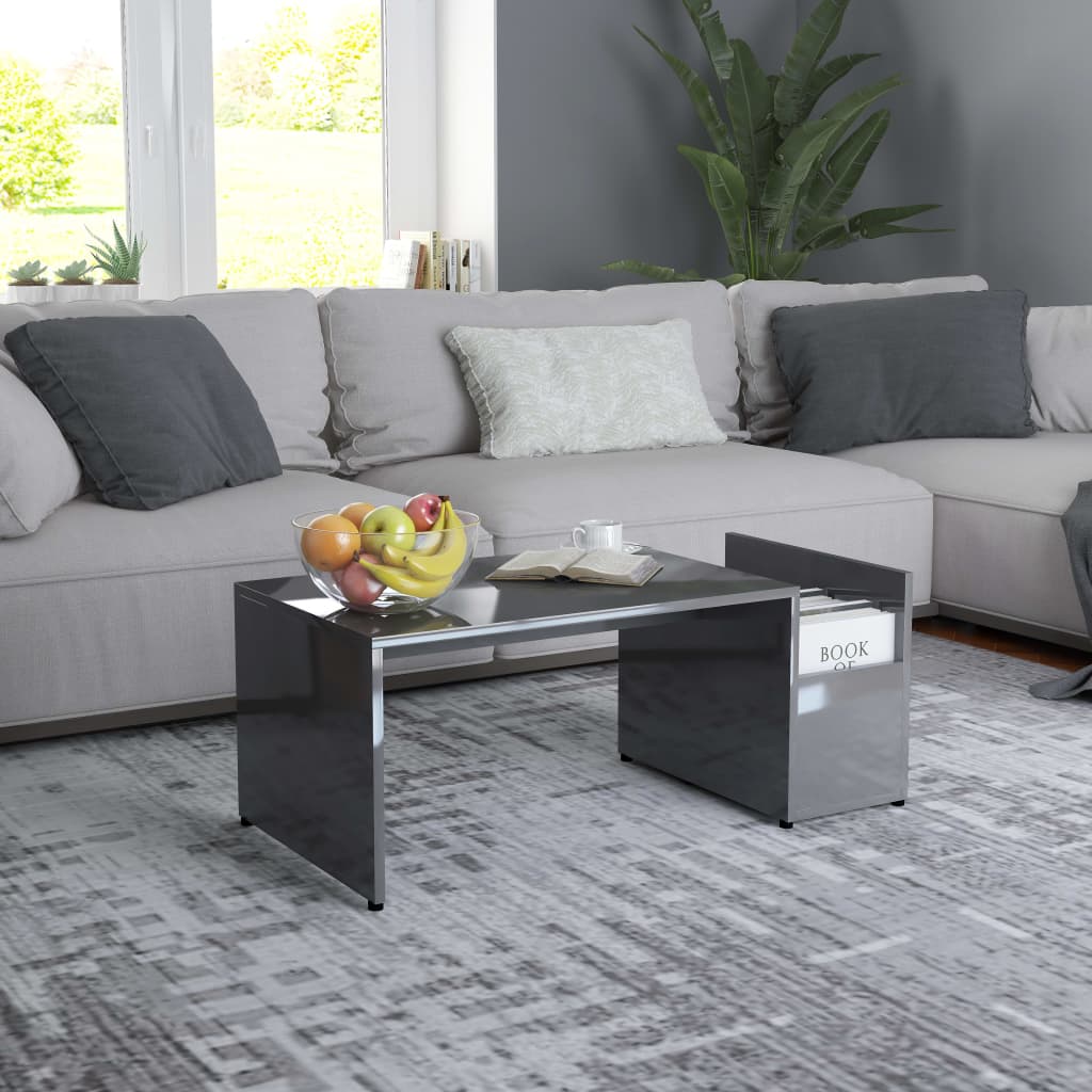 Berkfield Coffee Table High Gloss Grey 90x45x35 cm Engineered Wood